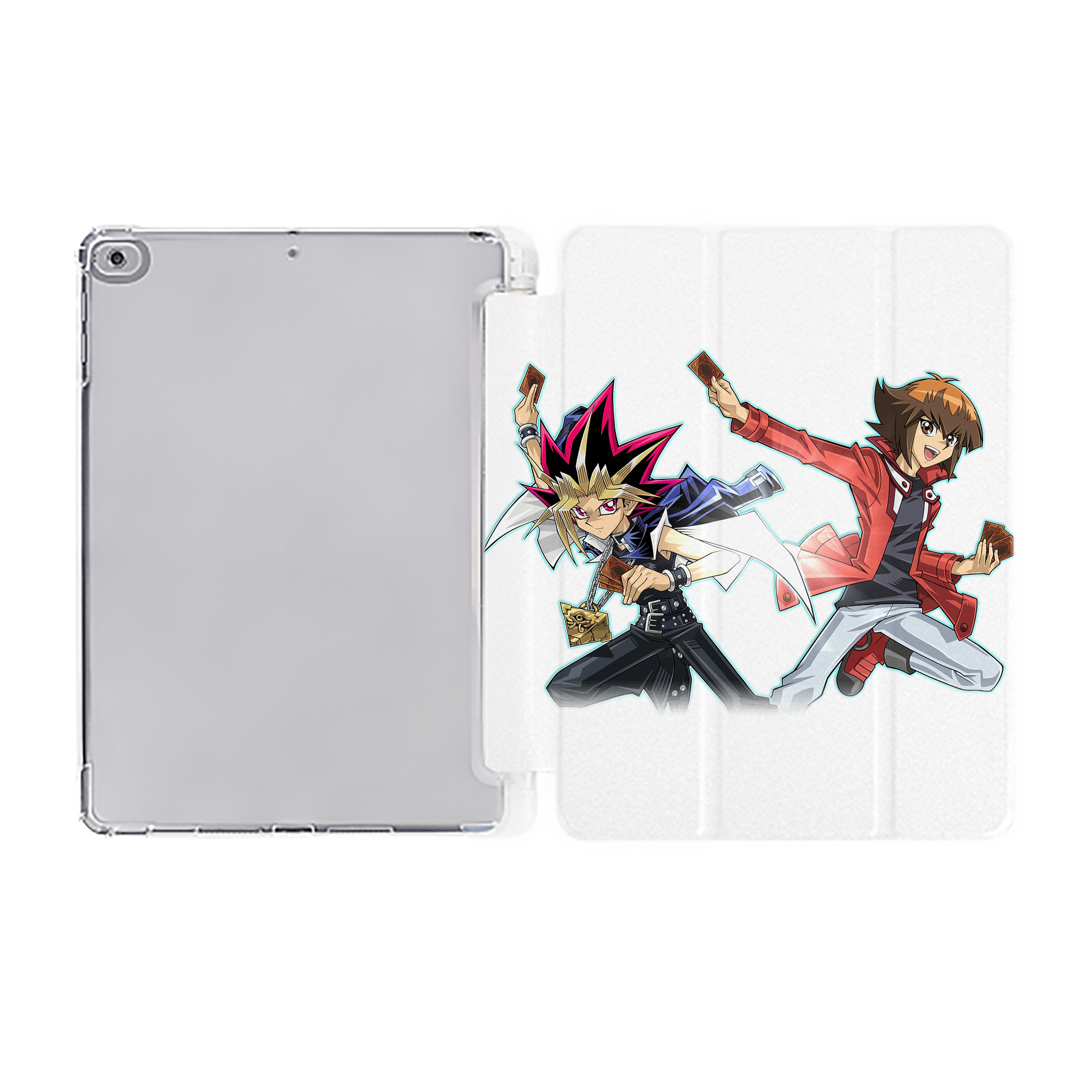 （画像用） 遊☆戯☆王 Yu-Gi-Oh! IPad ケース ペン収納付き 三つ折りスタンド PUレザー×シリコン 対応機種9.5/10.5/10.9インチ
